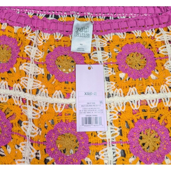 NWT Wild Fable Cover Up XS Women's Crochet Macrame Adjustable Side Tie Mod 60s - Picture 4 of 4